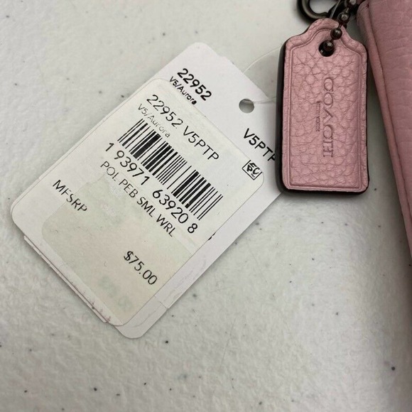 Coach Polished Pebble Leather Small Wristlet Pink - Picture 7 of 9